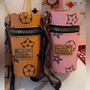 Pink Floral Print Keychain Holder